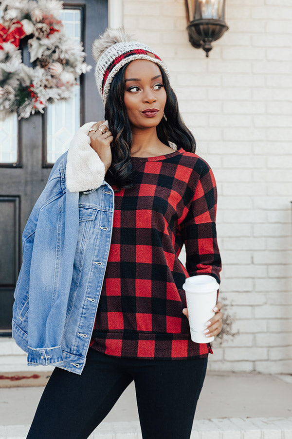 Christmas Morning Buffalo Check Shift Top Image - 1