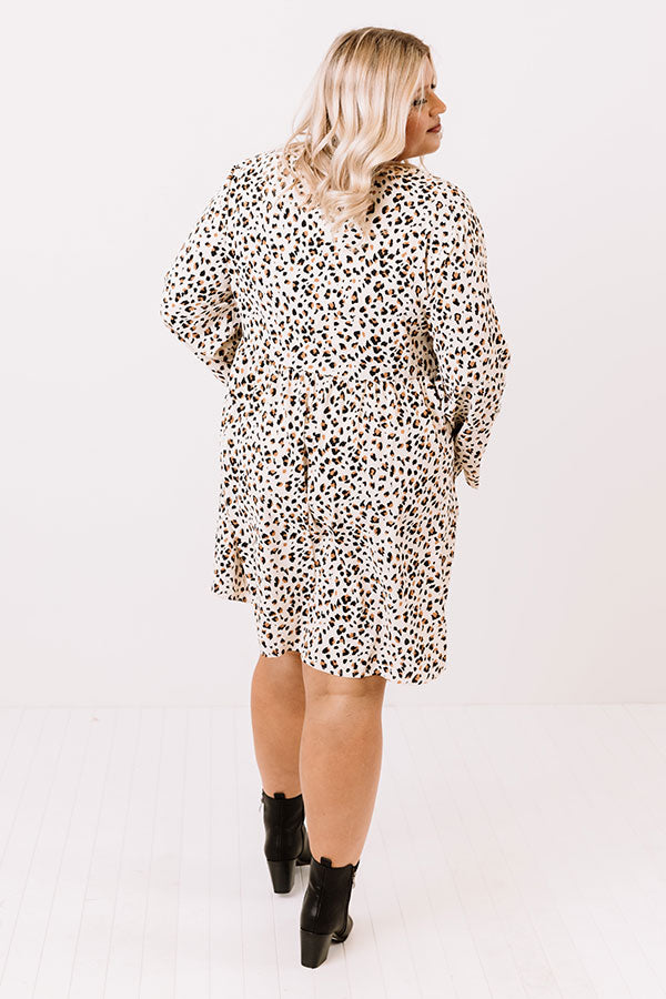 Lovely In Leopard Shift Dress In Cream Curves Image - 5