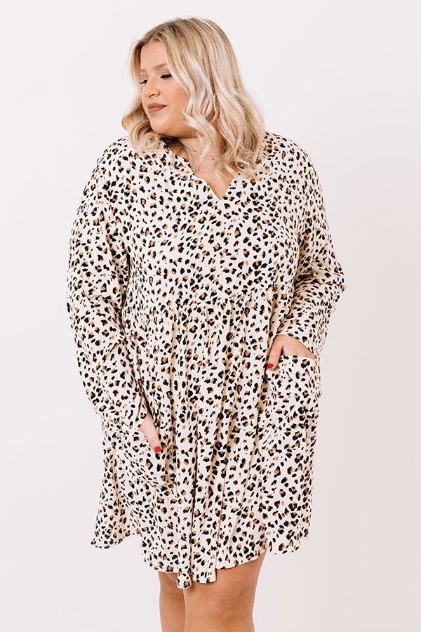 Lovely In Leopard Shift Dress In Cream Curves Image - 3