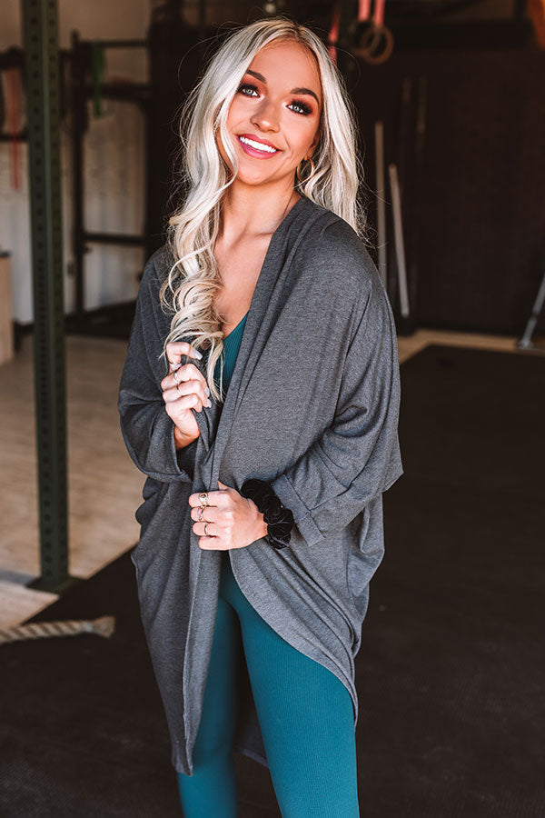 Surrounded By Love Cardigan In Charcoal Image - 3