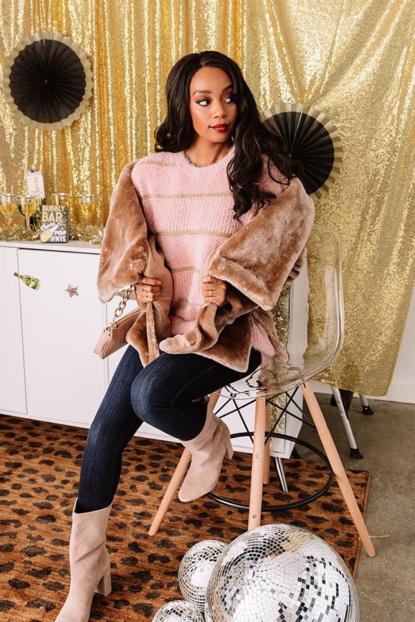 Sugar And Snowfall Chenille Sweater In Blush Image - 2