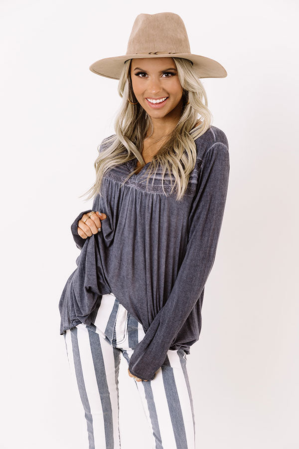 On The Way Up Shift Top In Indigo Image - 3