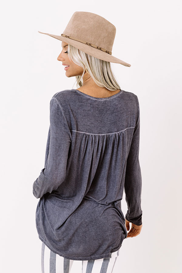 On The Way Up Shift Top In Indigo Image - 5