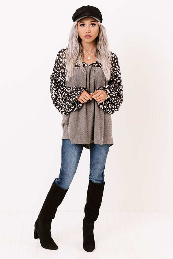 Pretty Smiles Shift Top In Grey Image - 1