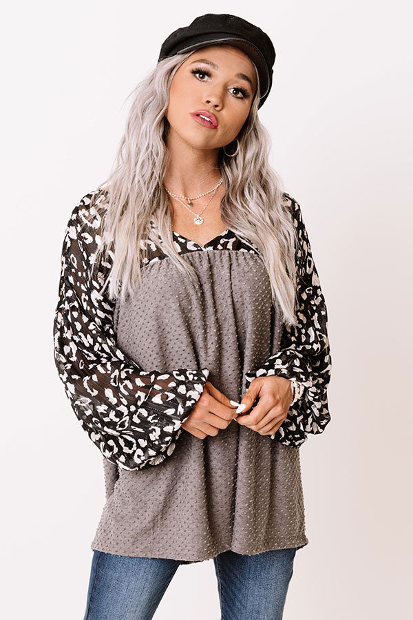 Pretty Smiles Shift Top In Grey Image - 2