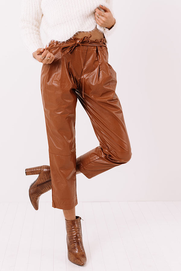 The Persia Faux Leather Pants In Cinnamon