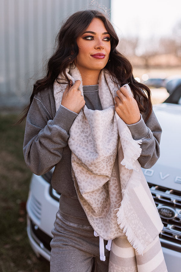 Layered With Love Leopard Scarf In Ivory Image - 1