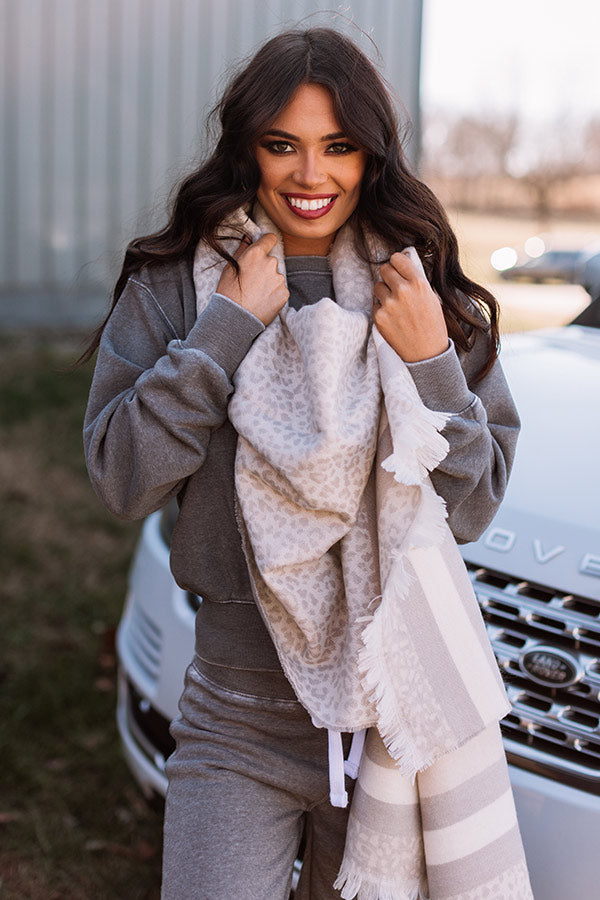 Layered With Love Leopard Scarf In Ivory Image - 3