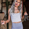 Rise Up Ribbed Crop Top in Grey Image - 1