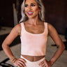 Rise Up Ribbed Crop Top in Peach Image - 1