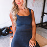 Rise Up Ribbed Crop Top in Navy Image - 1
