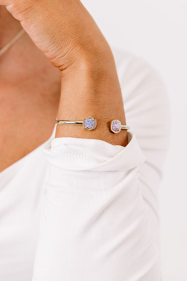 Kendra Scott Davie Gold Cuff Bracelet in Lavender Kyocera Opal Image - 4