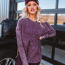 Latte Pick Up Mineral Wash Knit Top in Plum Image - 1