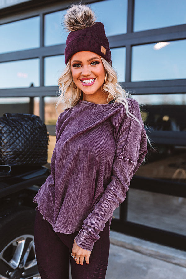 Latte Pick Up Mineral Wash Knit Top in Plum Image - 1