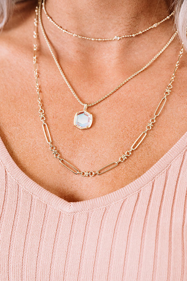 Kendra Scott Davis Gold Triple Strand Necklace in Dichroic Glass Image - 4