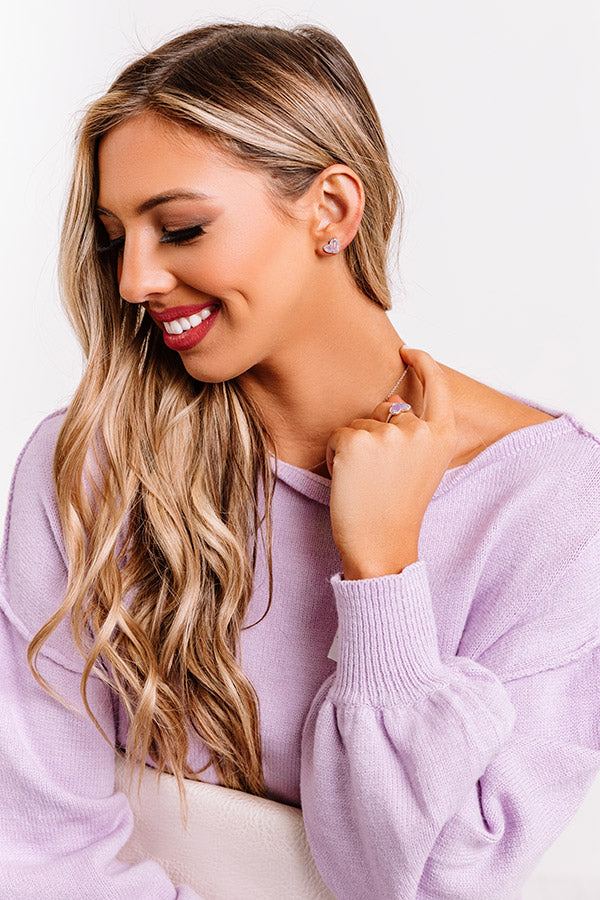 Kendra Scott Ari Heart Silver Stud Earrings in Amethyst Image - 1