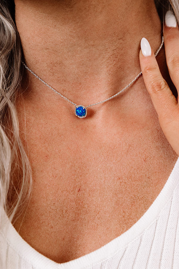 Kendra Scott Davie Silver Pendant Necklace in Royal Blue Kyocera