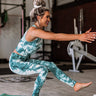Trail Blazer High Waist Tie Dye Active Legging in Teal Image - 1