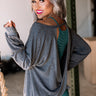 Sync Up Open Back Sweatshirt in Charcoal Image - 1