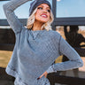 Love And Leisure Waffle Knit Top in Charcoal Image - 1