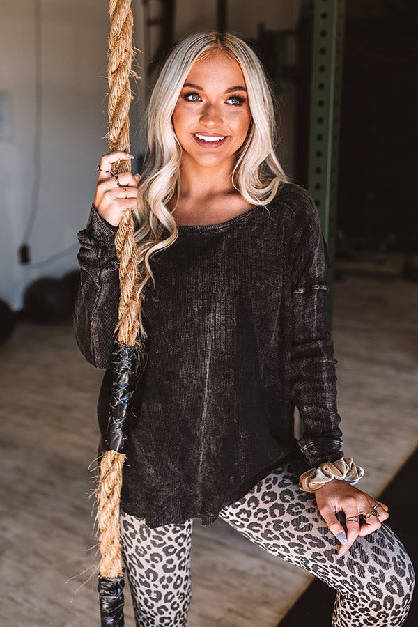 Latte Pick Up Mineral Wash Knit Top in Vintage Black Image - 1