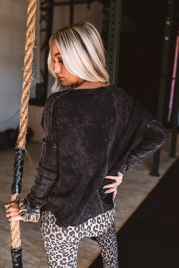 Latte Pick Up Mineral Wash Knit Top in Vintage Black Image - 1