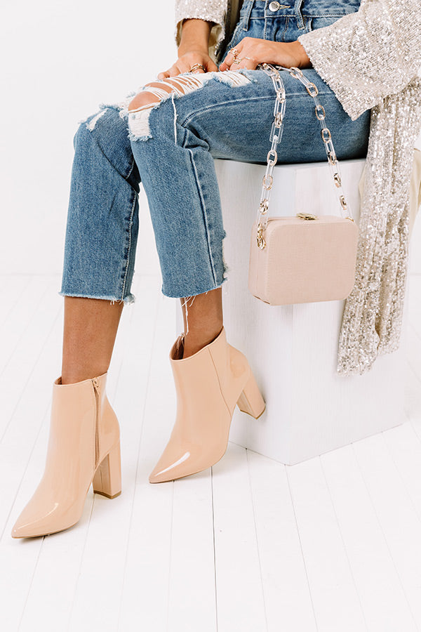 The Cora Patent Bootie in Natural