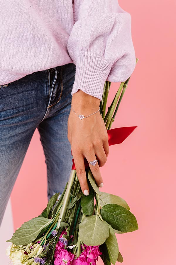 Kendra Scott Ari Heart Silver Chain Bracelet in Amethyst Image - 2