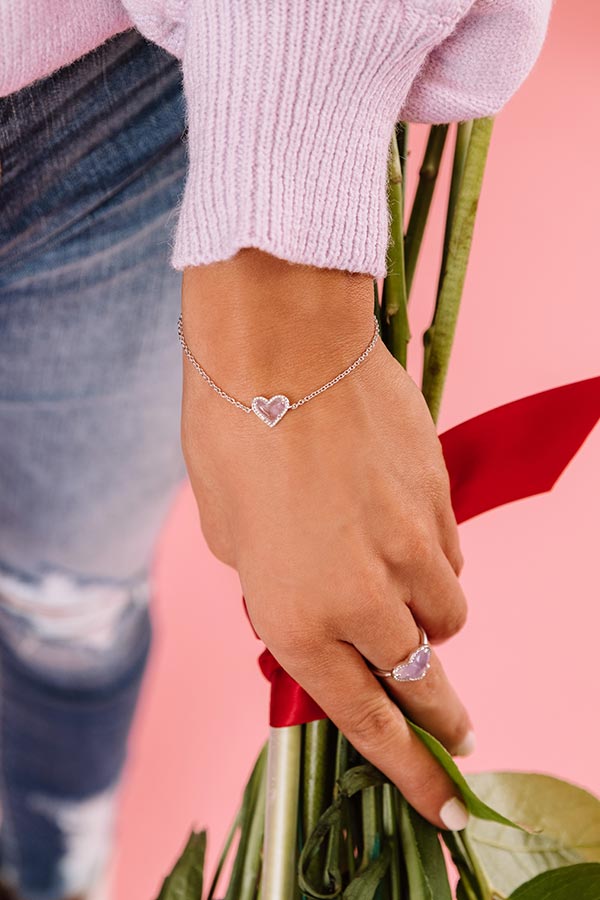 Kendra Scott Ari Heart Silver Chain Bracelet in Amethyst Image - 1