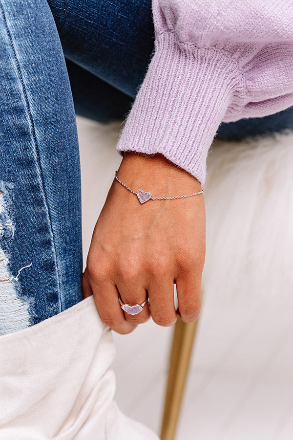Kendra Scott Ari Heart Silver Chain Bracelet in Amethyst Image - 3