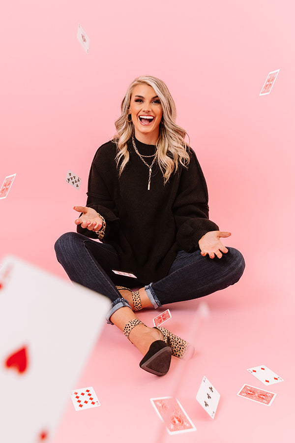 Latte Smiles Knit Sweater in Black Image - 2