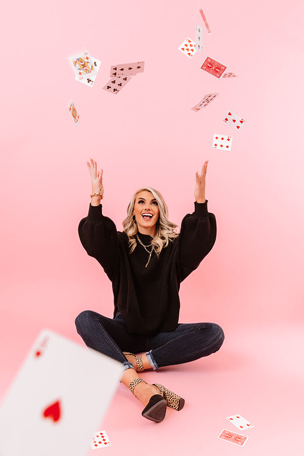 Latte Smiles Knit Sweater in Black Image - 1