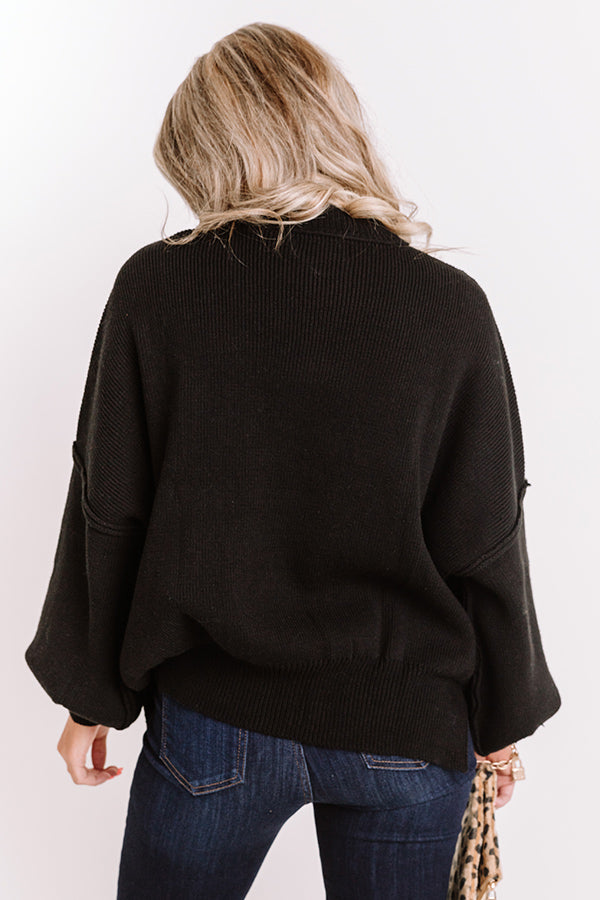 Latte Smiles Knit Sweater in Black Image - 5