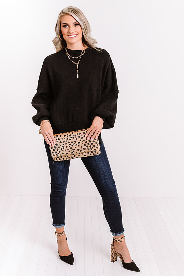 Latte Smiles Knit Sweater in Black Image - 4