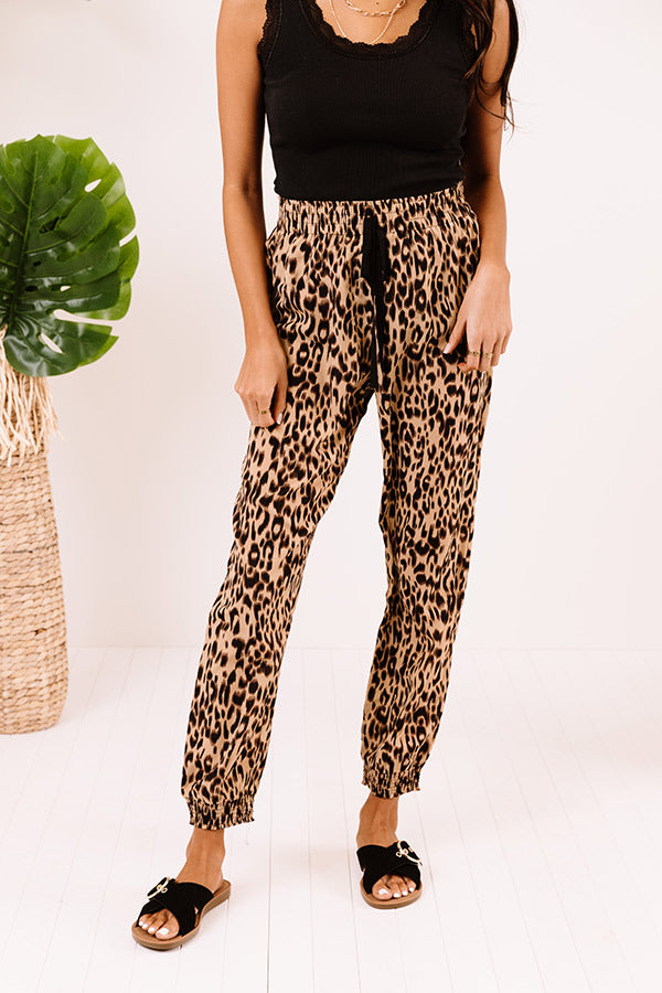 Read My Mind Leopard Joggers In Brown Image - 4
