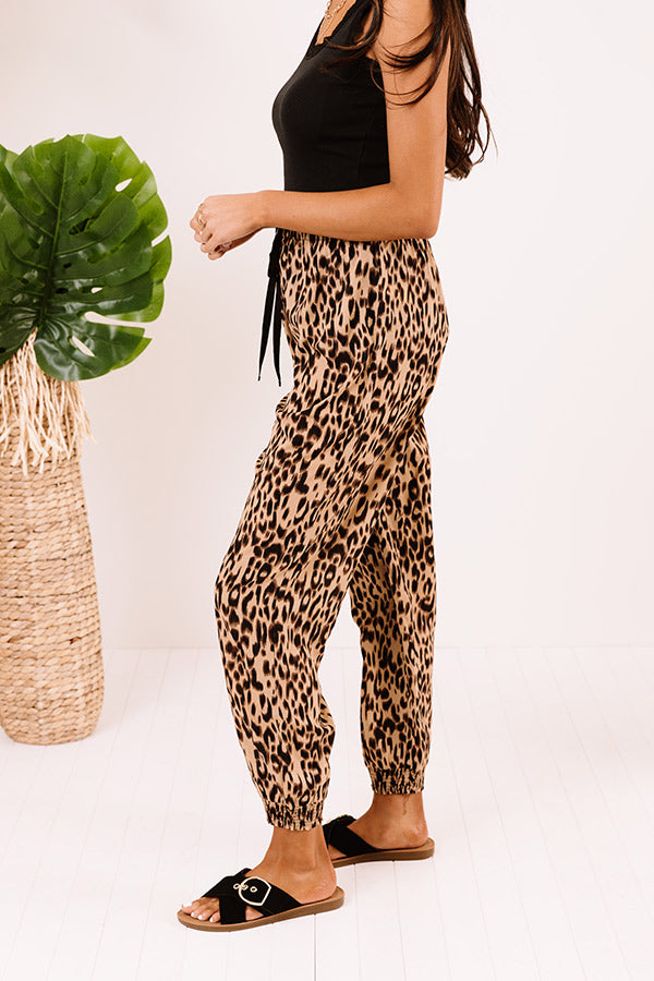 Read My Mind Leopard Joggers In Brown Image - 2