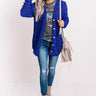 Morning Chill Popcorn Knit Cardigan in Royal Blue Image - 1