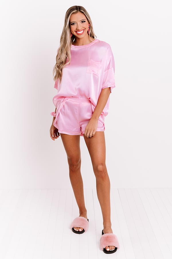 Slip Into Sweetness Satin Shift Top in Pink Image - 4
