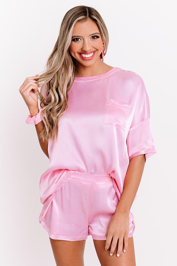 Slip Into Sweetness Satin Shift Top in Pink Image - 5