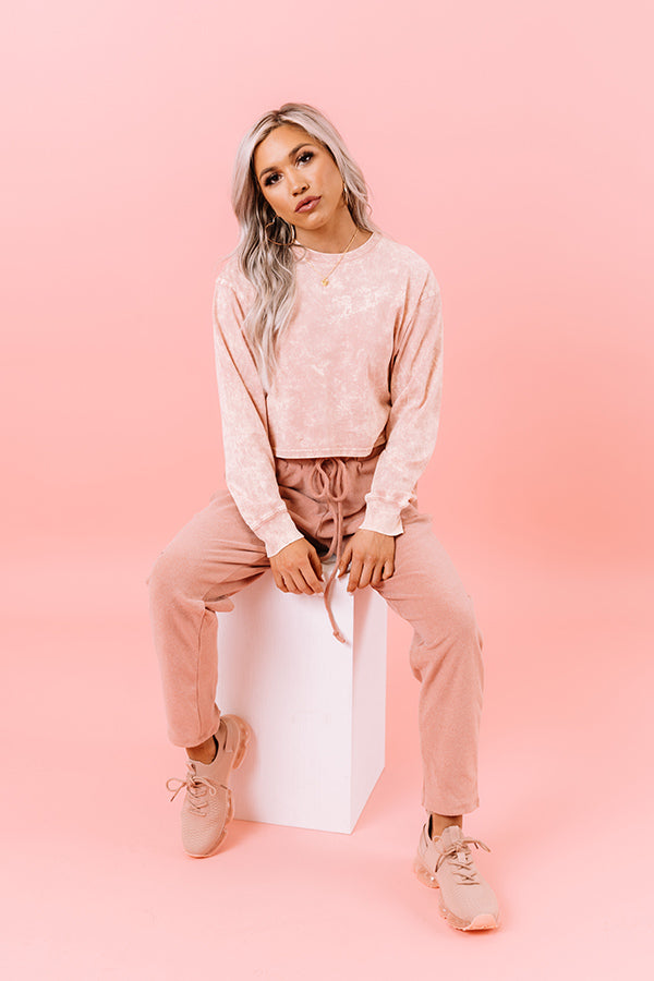 Austin City Limits Acid Wash Crop Top in Blush Image - 1