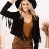 Gypsy Soul Faux Suede Fringe Jacket in Black Image - 1
