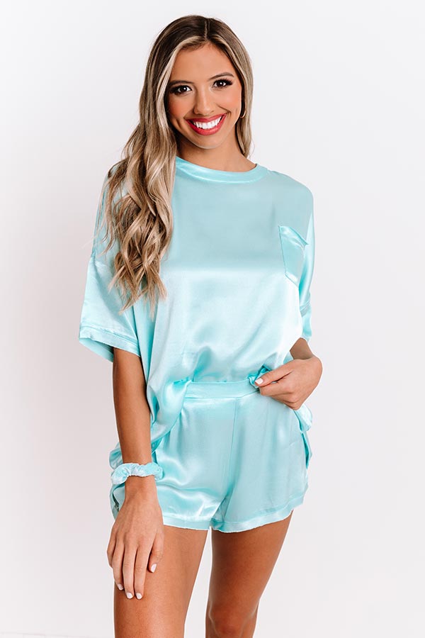 Slip Into Sweetness Satin Shift Top in Aqua Image - 5