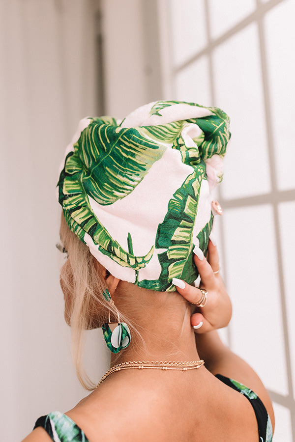 Microfiber Hair Towel in Palm Print Image - 2