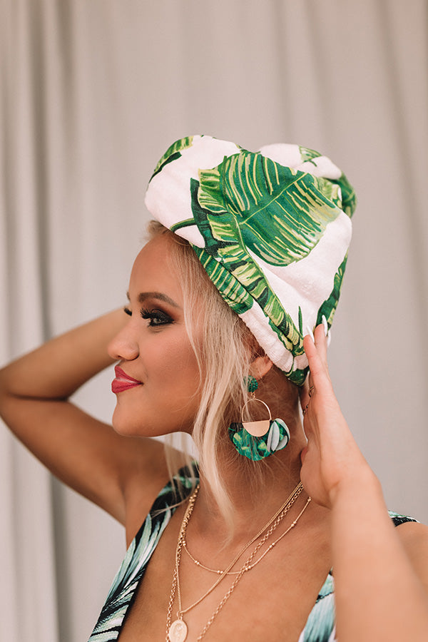 Microfiber Hair Towel in Palm Print Image - 3