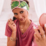 Microfiber Spa Headband in Palm Print Image - 1
