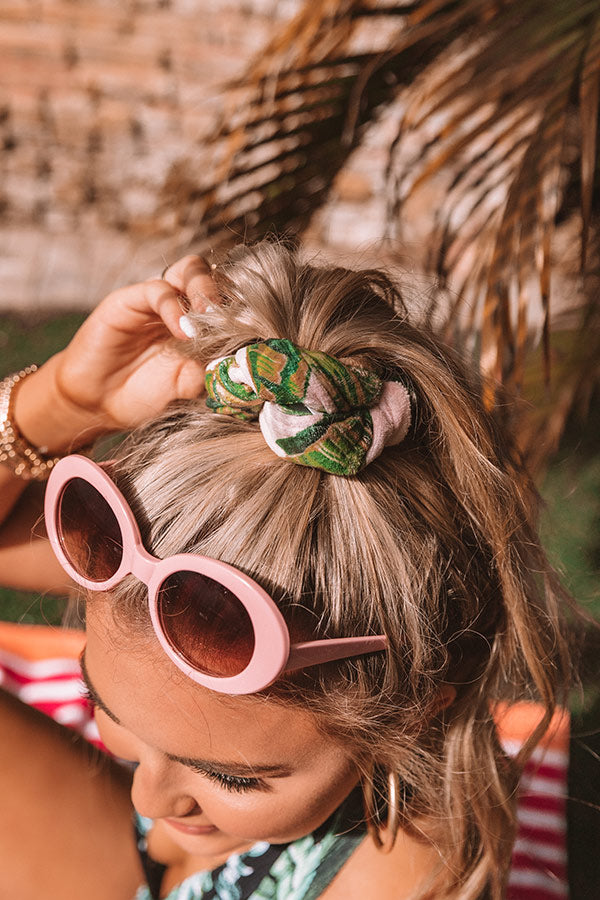 Microfiber Towel Scrunchie Set in Palm Print Image - 1