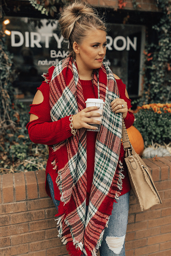Cozy Love Blanket Scarf in Red