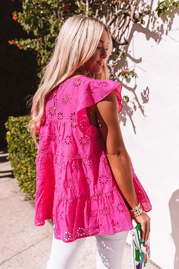 Path To Perfection Eyelet Top In Pink Image - 5