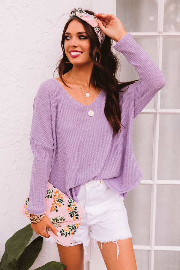 Your Dream Girl Waffle Knit Shift Top in Lavender • Impressions Online ...