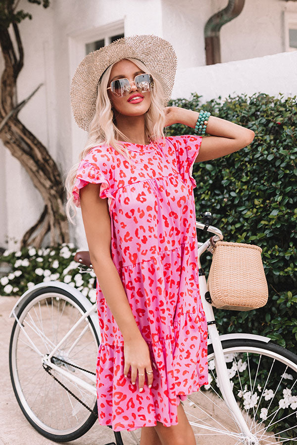 Dreaming Big Leopard Babydoll Dress in Pink Image - 1